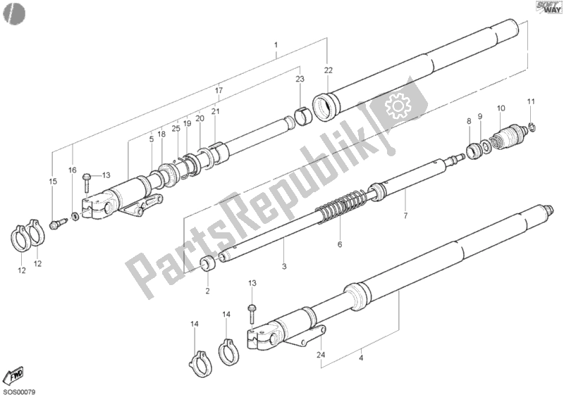 Tutte le parti per il Forcella Anteriore del Ducati Supersport 800 SS 2003